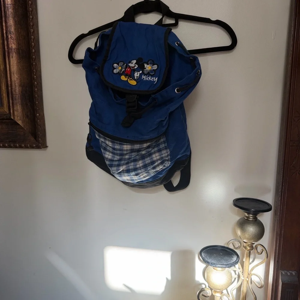 Vintage Disney Blue and Black Mickey Mouse Backpack